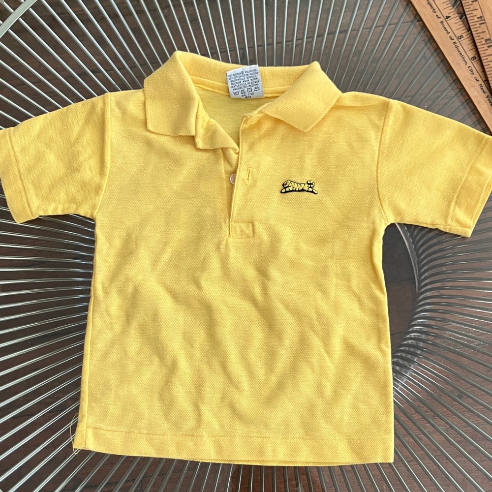 Vintage 80s Le Tigre yellow polo shirt size 4